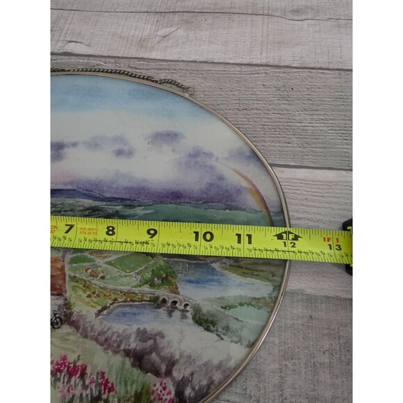 Large Out Of Ireland Oval Landscape Stained Glass Suncatcher With Chain - Picture 7 of 7